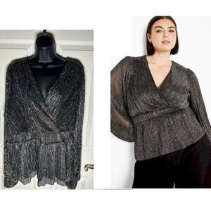 Lilian Sparkle Top Black Silver Size 18 (Medium) New NWT by City Chic